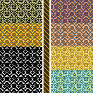 Set of 9 geometric colorful seamless patterns