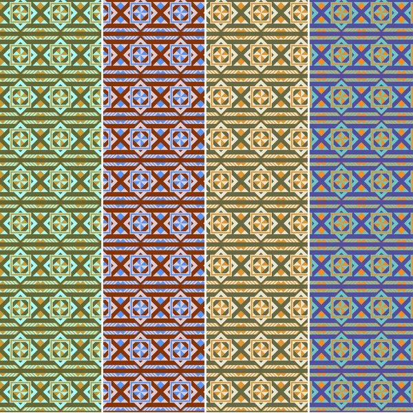 Geometric colorful seamless pattern, different color samples. — Stockvector