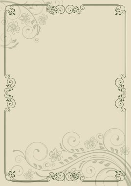 Decorative frame with swirls and leaves. A4 page format.