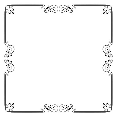 Swirls ve yaprakları ile dekoratif kare çerçeve.