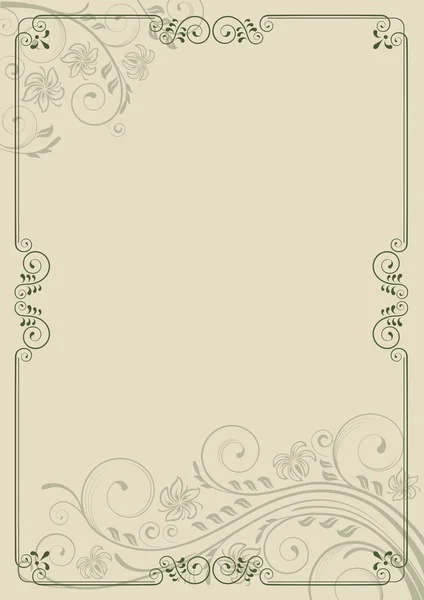 Decorative frame with swirls and leaves. A4 page format. — Stockový vektor