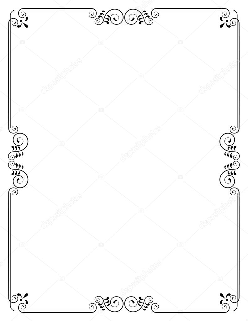 Decorative frame with swirls and leaves without background.