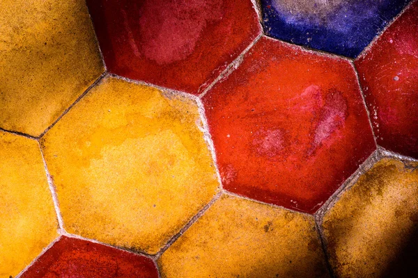 L'image de fond de carreaux d'argile rétro hexagonale colorée — Photo