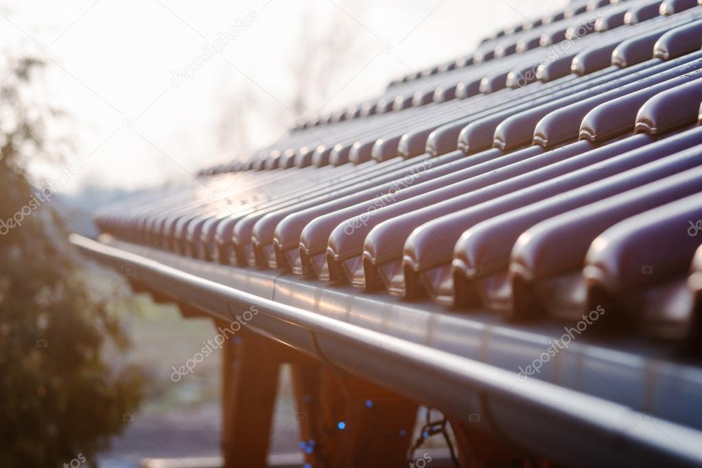 Tiled roof of wooden arbor