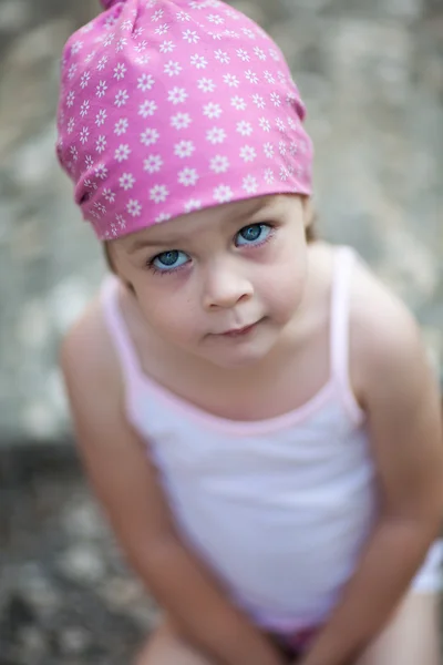 Cute little girl looking for someone or something — Stock Photo, Image