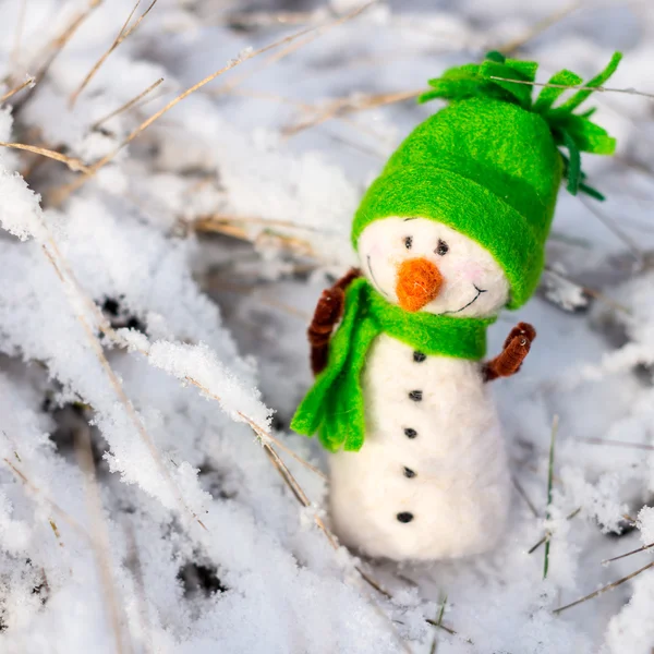 Happy snowman on snow — Stock Photo, Image