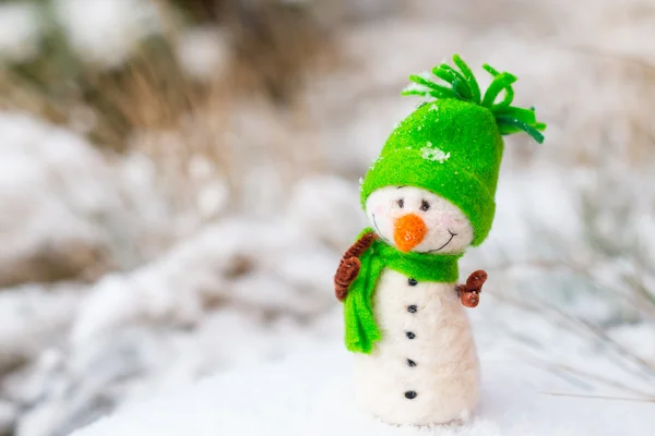 Happy snowman on snow (copy space) — Stock Photo, Image