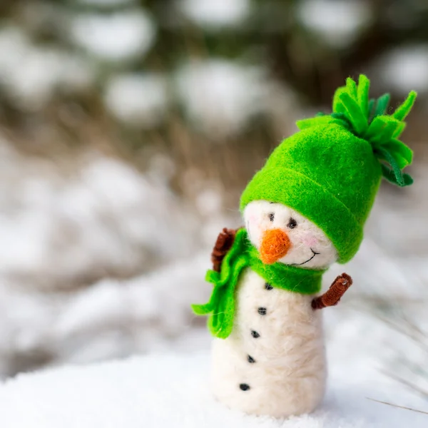 Happy snowman on snow — Stock Photo, Image