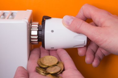 Radyatör termostat, sikke ve el - turuncu