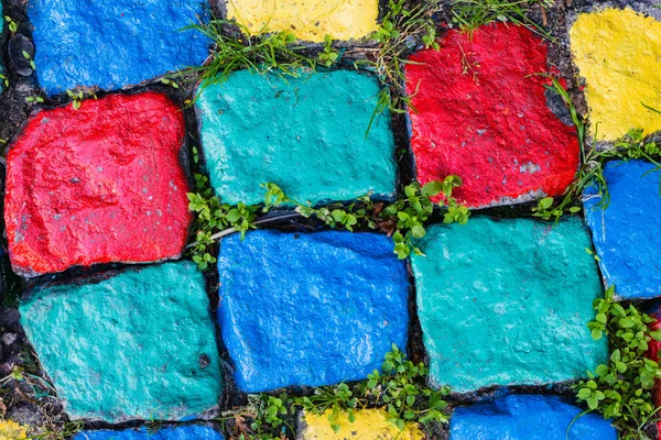 Textura barevné malované kamenné dlažby — Stock fotografie