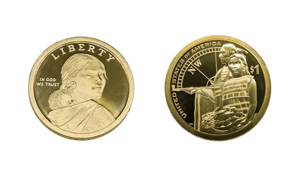 Корінні Американські Coin 2014 Року Відзначають Гостинність Корінних Американців Забезпечила — стокове фото