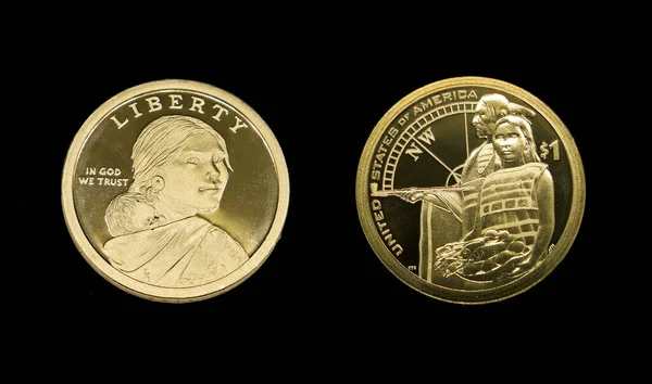 Корінні Американські Coin 2014 Року Відзначають Гостинність Корінних Американців Забезпечила — стокове фото