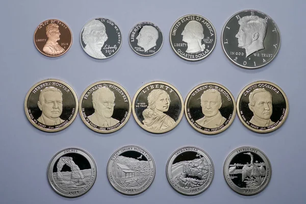 Cent Dollar Proof Coins Hochglanz Hochrelief Textur — Stockfoto