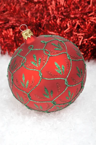 Christmas balls in the snow — Stock Photo, Image