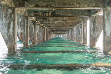 Altında beton kaldırım sahile bağlanma