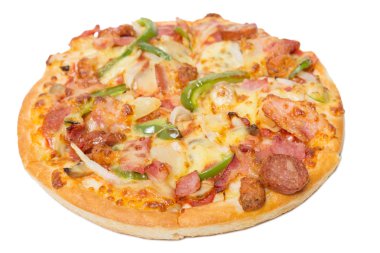 Beyaz izole dilimlenmiş sebze pizza