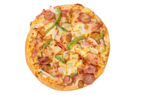 흰색 절연 슬라이스 야채 피자 — 스톡 사진