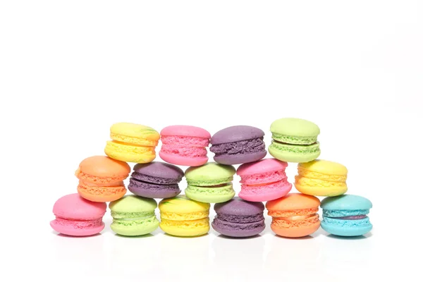 Pile of Colorful Macaroons Isolated on White Background With Cop — Stock Photo, Image