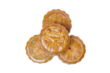 Mooncake wh izole Sonbahar Ortası Festivali yığını Üstten Görünüm