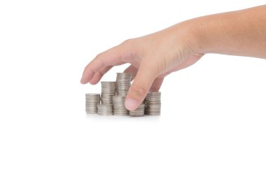 El beyaz izole sikke yığını Kaldır