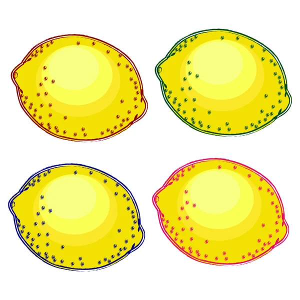 Dibujos animados limón amarillo sobre fondo blanco — Vector de stock