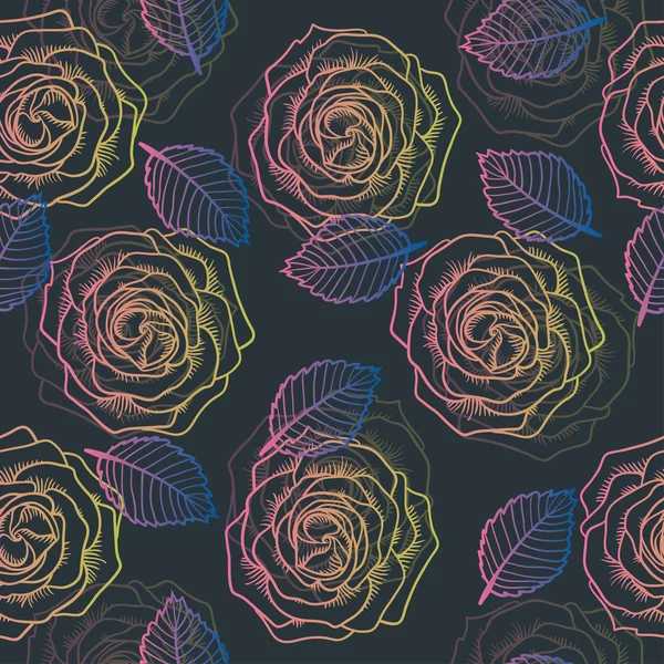 Nahtlose grafische Kontur Rosen rosa Muster — Stockvektor