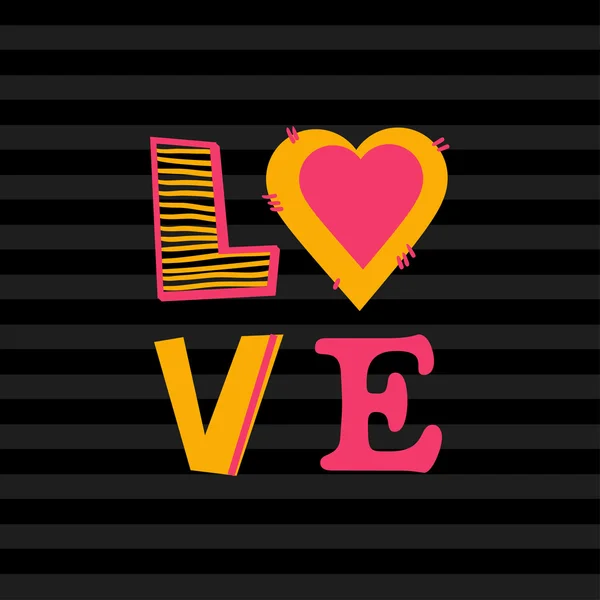 Tmavě šedé pozadí se srdcem a slovo láska — Stockový vektor
