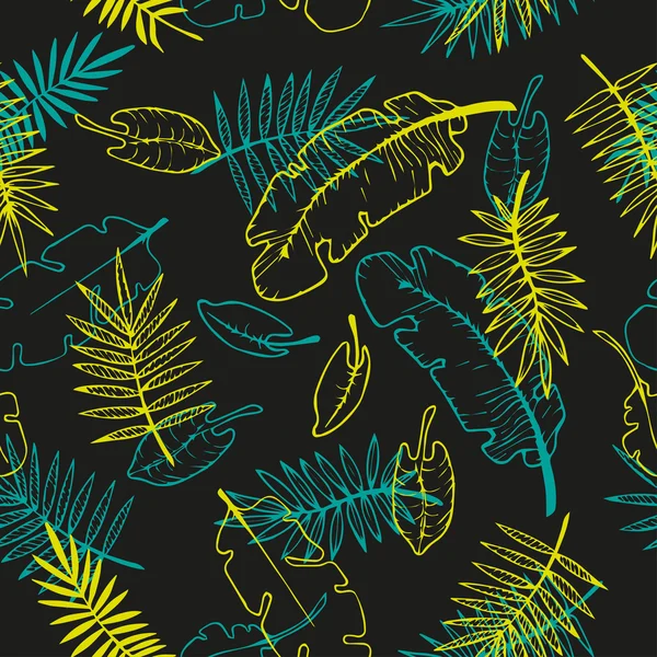 Motif floral. feuilles tropicales fond sans couture . — Image vectorielle