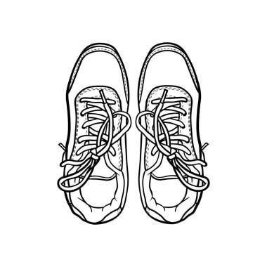 Doodle kontur ayakkabı. beyaz izole karikatür spor ayakkabı