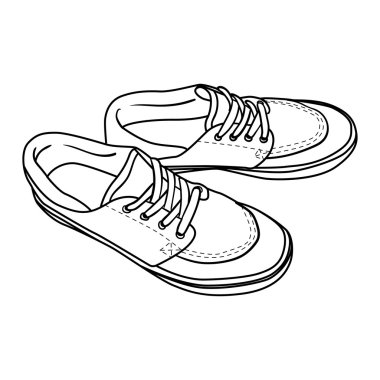 Doodle kontur ayakkabı. beyaz izole karikatür spor ayakkabı
