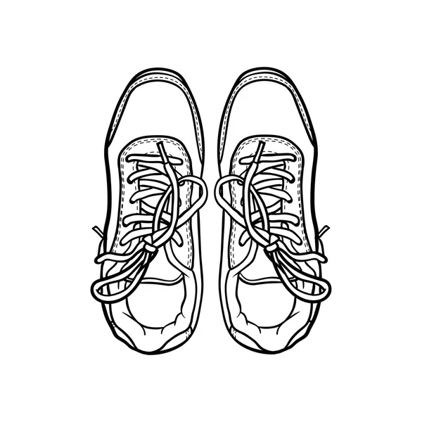 Doodle kontur sepatu. sepatu kartun diisolasi pada warna putih - Stok Vektor