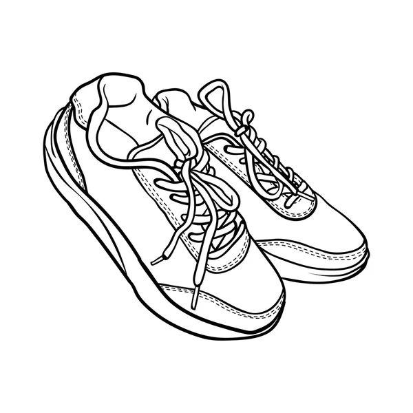 Каракулеве контурне взуття. мультяшний кросівки ізольовані на білому — стоковий вектор