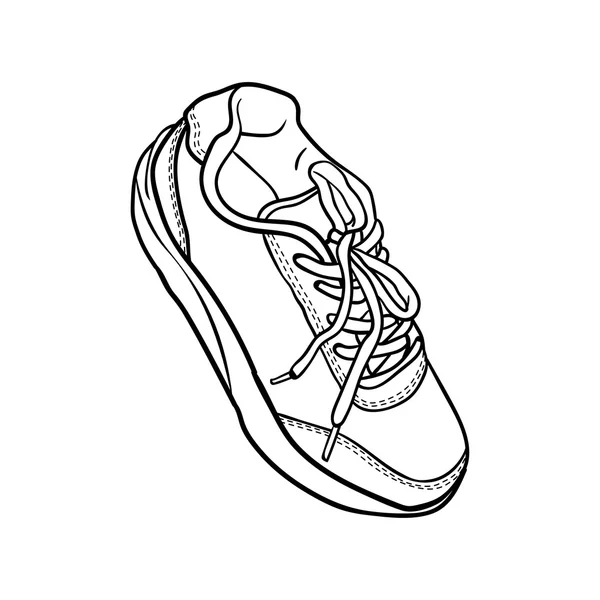 Chaussures doodle contour. sneaker dessin animé isolé sur blanc — Image vectorielle