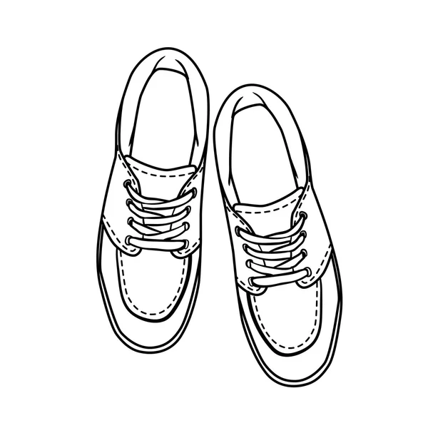 Doodle kontur sepatu. sepatu kartun diisolasi pada warna putih - Stok Vektor