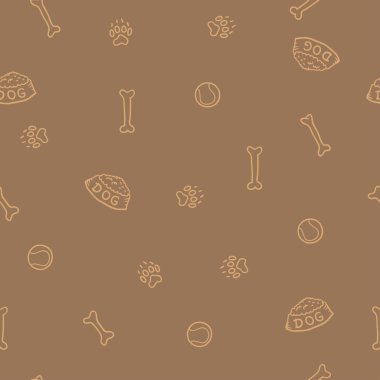 kemikler için köpek ile basit kahverengi seamless modeli