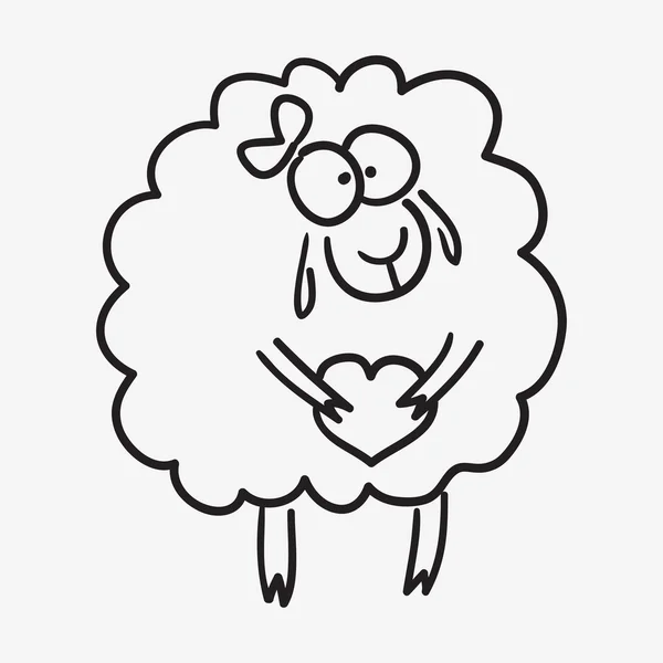 Cute sketch doodle sheep isoleted on white background — Stock Vector