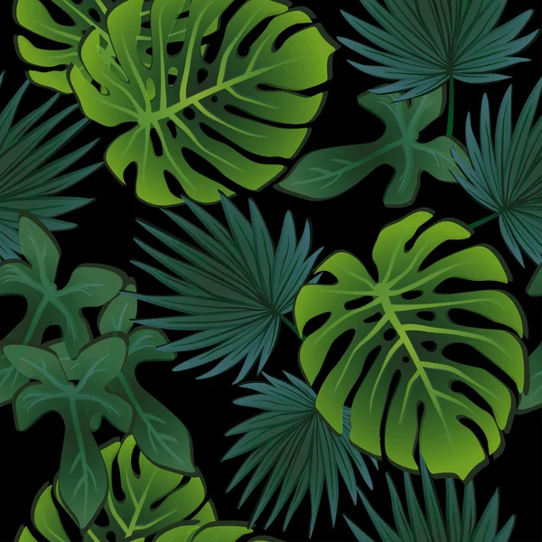 Modèle sans couture coloré d'été avec des plantes tropicales — Image vectorielle