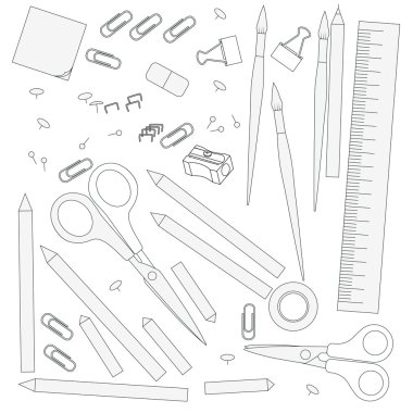 kontur nesneleri kırtasiye, kalem tıraş, kalem.