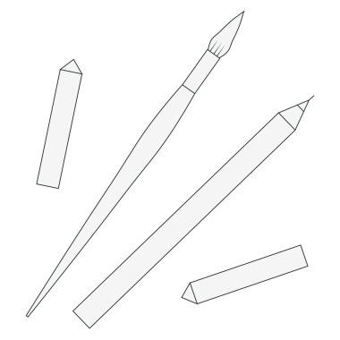 Kontur nesnesi, kalem ve tebeşirle fırça