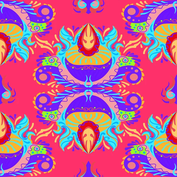 Абстрактный бесшовный узор с ярким фоном элементов орнамента. Дизайн обоев и текстильной печати — стоковый вектор