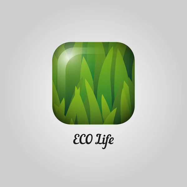 Eco-vriendelijk label. Groene geometrische element met gras en verloop. Gezonde biologische product designelementen — Stockvector
