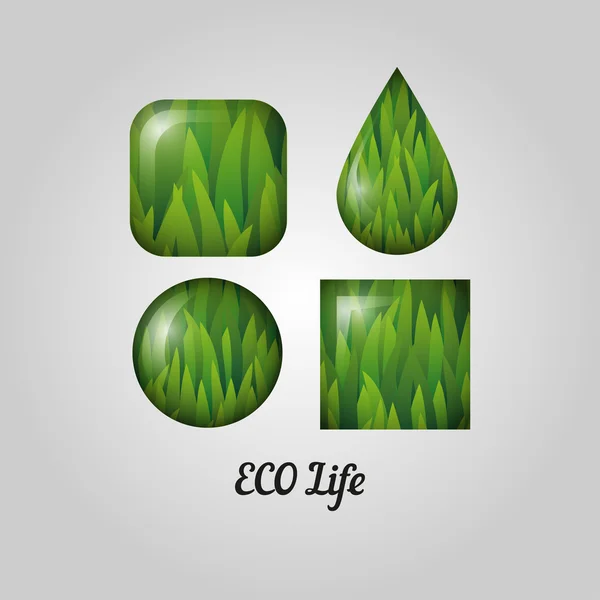 生态友好的标签。绿色的几何元素的草和梯度。健康有机产品的设计要点 — 图库矢量图片