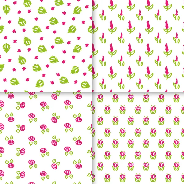 Parren sem emenda simples com flor doodle. Design floral para menina — Vetor de Stock