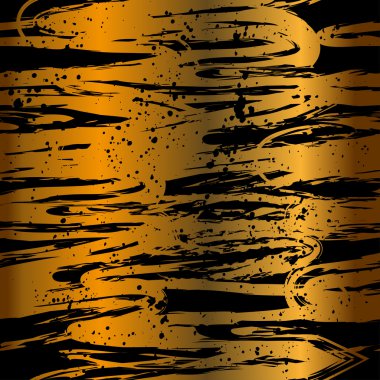 Fırça konturu soyut altın süsleme el ile Seamless Modeli çizilmiş