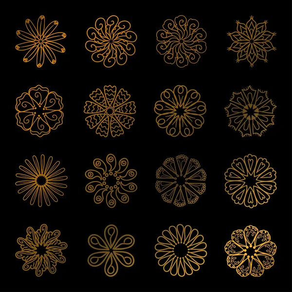 Set van gouden mandala. Cirkel sieraad — Stockvector
