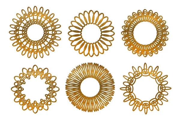 Conjunto de mandalas douradas. Elemento de círculo geométrico feito para ioga, Índia, design árabe — Vetor de Stock