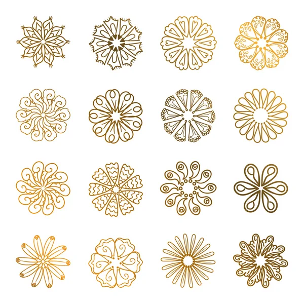 Sada zlatých mandaly. Kruhu ornament — Stockový vektor