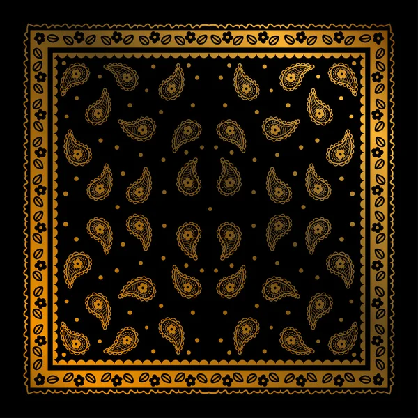 Gouden Paisley Bandana eenvoudig patroon — Stockvector