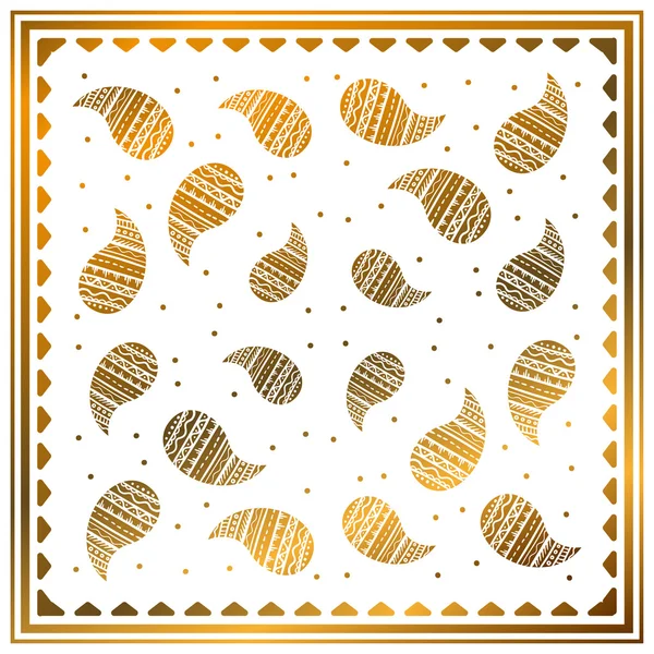 Paisley dourado Bandana padrão simples —  Vetores de Stock