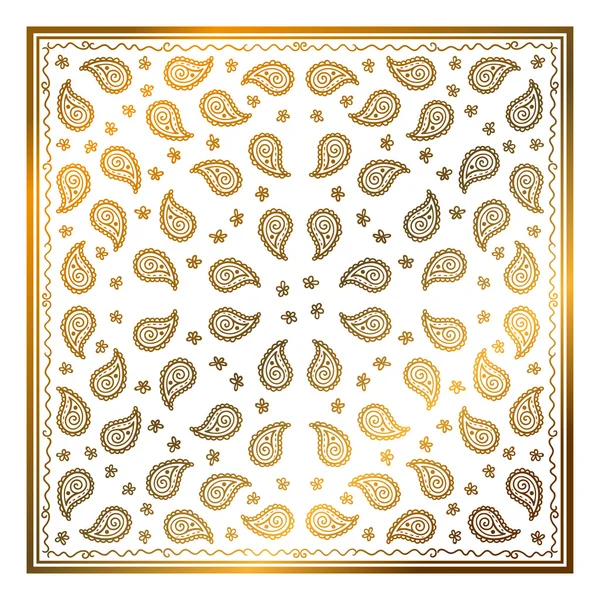 Paisley dourado Bandana padrão simples —  Vetores de Stock